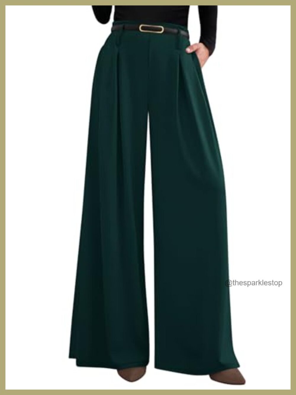 Wide Leg Dress Pants Pleated High Rise Flowy Trousers for Work